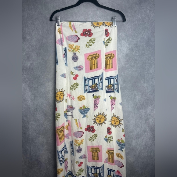 Japna Linen Blend Greece Summer Strapless sun Pocket Dress Size XL - Picture 5 of 11
